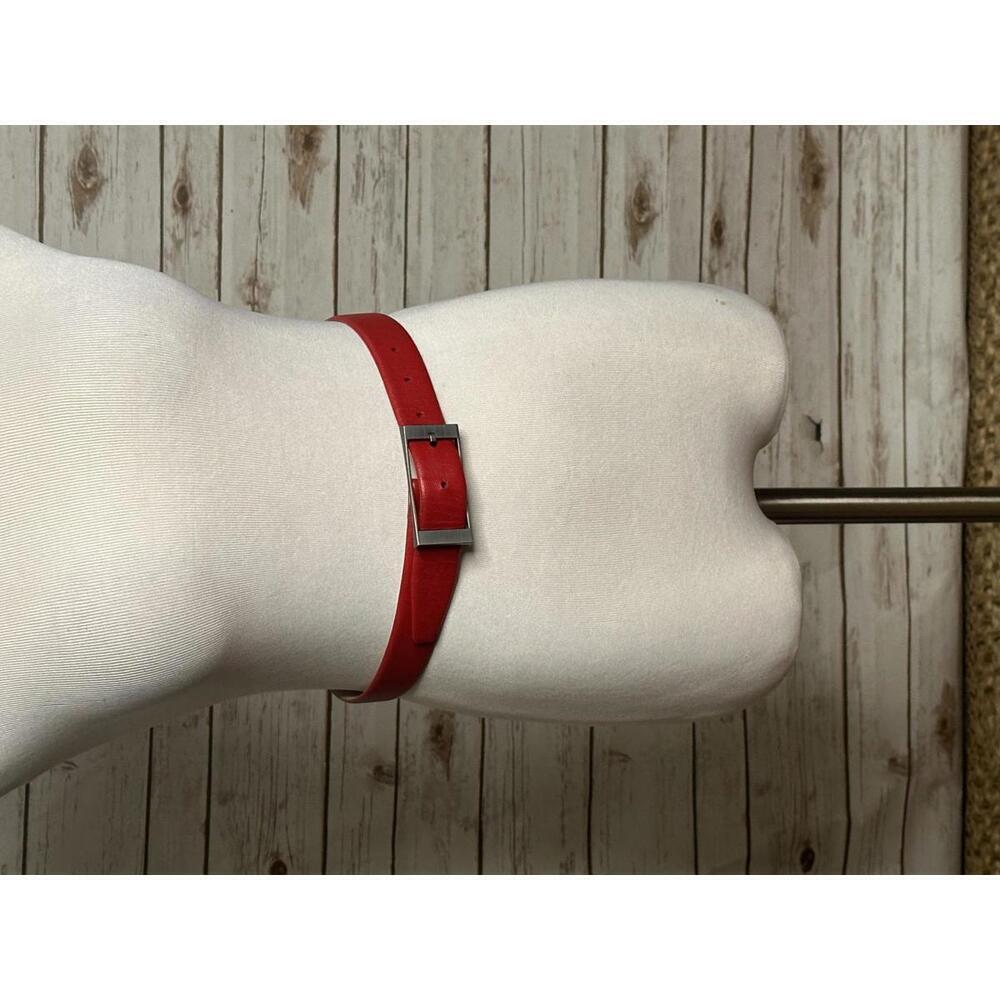 Vintage Anne Klein business casual corpcore red geniune leather belt Size Small